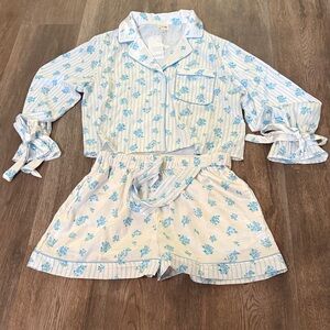 Worth Collective Satin Pajama Set peach love California large nwt